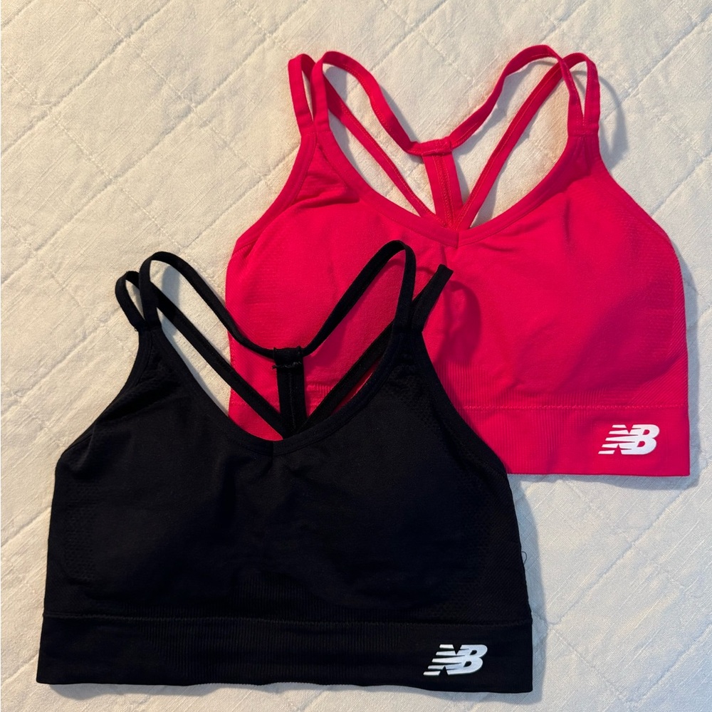 New Balance Pink and Black Activewear Sports Bras